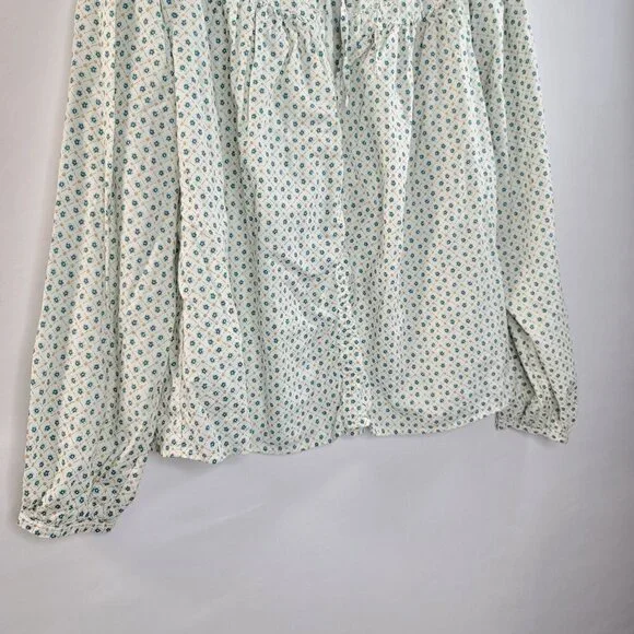 Universal Threads Womens Teal Floral Long Sleeve Tie Front Blouse Size Large - Picture 12 of 14
